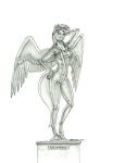  2022 anthro baron_engel bodysuit bra breasts clothing equid equine eyebrows eyewear eyewear_on_head feathered_wings feathers female friendship_is_magic goggles goggles_on_head graphite_(artwork) hand_on_hip hi_res mammal my_little_pony pegasus pencil_(artwork) rainbow_dash_(mlp) sculpture skinsuit solo statue tight_clothing traditional_media_(artwork) underwear wings 