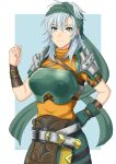  1girl armor blue_eyes breastplate echidna_(fire_emblem) fire_emblem fire_emblem:_the_binding_blade fire_emblem_heroes hair_between_eyes mercenary_(fire_emblem) miven shoulder_pads silver_hair spikes tomboy 