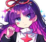  1girl absurdres bangs blue_eyes blunt_bangs blush_stickers eyebrows_visible_through_hair feli_(puyopuyo) highres long_hair looking_at_viewer purple_hair puyopuyo s2offbeat solo upper_body 