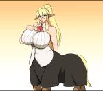  big_breasts blonde_hair breasts centaur centorea_shianus_(monster_musume) clothed clothing droll3 equid equid_taur female hair hand_on_breast hi_res horse_tail huge_breasts humanoid_taur looking_at_viewer mammal mammal_taur monster_girl_(genre) monster_musume solo taur 