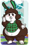  animal_crossing anthro blush carmen_(animal_crossing) fawxen female lagomorph leporid mammal nintendo obese obese_female overweight overweight_female rabbit simple_background solo standing touching_face video_games 