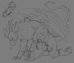  avian genitals gryphon hi_res inflation male monochrome mythological_avian mythology penis sable_(disambiguation) size_difference sketch 