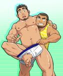  2boys :o arm_hair ass_visible_through_thighs bara beard belly blush buzz_cut chest_hair convenient_censoring couple facial_hair feet_out_of_frame forked_eyebrows goatee grey_shorts hairy hand_on_another&#039;s_shoulder leg_hair male_focus male_pubic_hair male_underwear male_underwear_pull mature_male multiple_boys muscular muscular_male navel nipples nude original pectorals plump pubic_hair short_hair shorts sideburns sidepec smirk stomach stubble suv tank_top thick_eyebrows thick_thighs thighs topless_male underwear undressing_another very_short_hair white_male_underwear yaoi yellow_tank_top 
