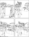  2003 anthro biped canid canine canis cleaning_tool clothing coat comic dci dialogue digital_drawing_(artwork) digital_media_(artwork) duo english_text greyscale janitor lab_coat laboratory male male/male mammal mink monochrome mop mustelid musteline shrink_ray speech_bubble text topwear true_musteline wolf 