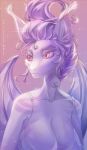  2022 anthro breasts clothed clothing digital_media_(artwork) dragon eyebrows eyelashes female hair hi_res naiterion pink_eyes purple_hair solo 