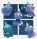  alternate_color bow bowtie closed_eyes closed_mouth commentary_request green_eyes highres no_humans one_eye_closed pokemon pokemon_(creature) purple_bow purple_bowtie purple_eyes shiny_pokemon shuppet smile su_(sajo_su5) tongue tongue_out yellow_pupils 