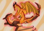  absurd_res clay_(wof) cowgirl_position dominant dominant_female dragon duo female feral from_front_position genitals hi_res male male/female mudwing_(wof) on_bottom on_top penetration penis peril_(wof) pinned pussy riding sex skywing_(wof) vaginal vaginal_penetration wings_of_fire xenopony456 