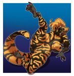  anthro big_breasts breasts claws clitoris female genitals gila_monster helodermatid hi_res la_gruesa littledoggy69 lizard lying multicolored_body nipples on_back presenting puffy_nipples pussy raised_leg red_claws reptile scalie solo two_tone_body yellow_sclera 