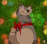 2020 anthro bedroom_eyes big_butt bow_ribbon butt christmas common_hippopotamus dreamworks female gift_wrapped gloria_the_hippopotamus grey_body half-length_portrait hi_res hippopotamid holidays huge_butt looking_at_viewer looking_back looking_back_at_viewer madagascar_(series) mammal narrowed_eyes nude portrait ribbons seductive smile solo unclescooter 
