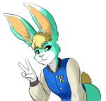  animal_crossing anthro blonde_hair bottomless clothed clothing gesture girly hair lagomorph leofwulf leporid male mammal nintendo partially_clothed rabbit sasha_(animal_crossing) solo tagme v_sign video_games 