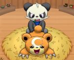  absurd_res black_body black_fur brown_body brown_fur building claws detailed_background duo everstone_guild female feral feral_on_feral frond_(pancham) fur gau_(artist) giant_panda hi_res house leaf looking_pleasured male male/female mammal nest nintendo open_mouth pancham pok&eacute;mon pok&eacute;mon_(species) pok&eacute;mon_mystery_dungeon rita_(teddiursa) scarf sex smile teddiursa tongue ursid video_games white_body white_fur 