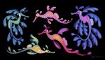  ._. animal animal_focus artist_name black_background black_eyes commentary_request fins from_side leafy_seadragon no_humans original pikaole simple_background watermark 