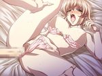  bed blonde_hair blush bra bra_pull breasts censored character_request kuro_ai large_breasts lingerie nipples open_mouth panties panties_aside peach_hair pink_bra pink_panties pov sex short_hair sogawa_hazuki source_request spread_legs sweat tongue underwear vaginal 