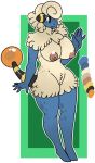  anthro big_breasts breasts caprine demonnyuu digital_media_(artwork) female fluffy fur mammal mareep nintendo nipples nude pok&eacute;mon pok&eacute;mon_(species) pussy simple_background smile solo standing video_games 