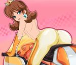  :p ass blue_eyes crown earring earrings gloves jewelry mario_kart motorcycle princess_daisy super_mario_bros. topless 