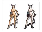  2girls animal_ears areola black_hair blue_eyes breasts cat_ears cat_tail catgirl knife maple_story nude pussy pussy_juice red_eyes shaved shaved_pussy smile stubble tail thief uncensored vagina weapon white_hair 
