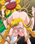  animated animated_gif barefoot blonde_hair blush bouncing_breasts braid breasts eyes_closed feet gif glasses hanging_breasts karin_(viper) long_hair monster nipples nude open_mouth plant restrained soles tentacle twin_braids viper 