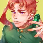  1boy earrings emerald_(gemstone) gakuran homil22 jewelry jojo_no_kimyou_na_bouken kakyoin_noriaki lowres male_focus purple_eyes red_hair school_uniform solo stardust_crusaders yellow_eyes 