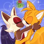  christmas duo female hi_res holidays kissing kukkiisart male miles_prower mistletoe plant rouge_the_bat sega sonic_the_hedgehog_(series) 