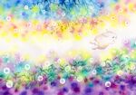  absurdres animal animal_focus artist_name bunny closed_eyes commentary_request floating flying highres multicolored_background no_humans original plant sinsousui star_(symbol) 