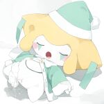  1:1 2021 blush bodily_fluids clothed_female clothing clothing_aside digital_media_(artwork) ejaculation eyes_closed female genital_fluids genitals green_clothing green_hat green_headwear green_topwear hat headgear headwear hi_res jirachi legendary_pok&eacute;mon lying nintendo no_pants not_furry on_back open_mouth orgasm panties panties_around_one_leg panties_aside pok&eacute;mon pok&eacute;mon_(species) pussy pussy_ejaculation pussy_juice shaded simple_background simple_shading sleeping solo tongue topwear underwear underwear_around_one_leg underwear_aside video_games wet_dream white_background white_body white_panties youjomodoki 