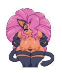  animal_humanoid animated areola big_breasts black_body black_fur blue_eyes bouncing_breasts breasts capcom cat_humanoid darkstalkers digital_media_(artwork) fangs felicia_(darkstalkers) felid felid_humanoid feline feline_humanoid fur hair humanoid long_hair low_res mammal mammal_humanoid mikituu nipples pawpads pink_hair pixel_(artwork) tan_areola tan_nipples tanned thick_thighs video_games 