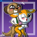  absurd_res aggressive_retsuko antelope anthro blush bovid breasts brown_body brown_fur clothed clothing digital_media_(artwork) duo female female_penetrated fur gazelle herpestid hi_res horn jackintaro male male/female male_penetrating male_penetrating_female mammal meerkat necktie nipples open_mouth orange_body orange_fur penetration sanrio sex shirt simple_background topwear tsunoda white_body white_fur 