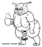  2022 absurd_res annoyed anthro areola armpit_hair armwear balaclava ball_ring ball_weight balls belly beverage big_belly big_breasts body_hair breasts casual_nudity chastity_cage chastity_device clothing coffee coffee_mug digital_drawing_(artwork) digital_media_(artwork) domestic_cat elbow_gloves eyelashes fanny_mcphee felid feline felis footwear front_view frown fur genitals gloves granny_fricker grumpy gynomorph hairy_balls handwear headgear headgear_only headwear headwear_only hi_res huge_hips huge_thighs humanoid_genitalia humanoid_penis hybrid intersex legwear lips lynx makeup mammal mask monochrome mostly_nude navel nipples nude overweight overweight_anthro overweight_gynomorph overweight_intersex penis sagging_breasts saggy_balls scowl short_stack simple_background sketch socks solo standing stretch_marks striped_body striped_fur stripes testicle_cuff thick_lips thick_thighs thigh_highs thigh_socks wide_hips 