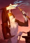  2017 anthro braided_hair fur hair hookah long_neck male nude red_body red_fur sergal smoking wolfy-nail 