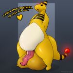  &lt;3 1:1 2022 abstract_background absurd_res ampharos animal_genitalia anthro balls belly big_balls big_belly big_penis digital_media_(artwork) genitals glowing grey_background half-erect hi_res huge_balls hyper hyper_balls hyper_genitalia hyper_vein looking_at_viewer luminsvault male mammal nintendo nude open_mouth overweight penis pok&eacute;mon pok&eacute;mon_(species) potbelly presenting seductive simple_background simple_eyes solo striped_body stripes tapering_penis text vein veiny_penis video_games yellow_body yellow_skin 