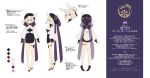  1girl animal_ear_fluff animal_ears black_footwear black_gloves character_sheet collarbone color_guide fingerless_gloves flat_color gloves grey_hair hair_bun highres multiple_views ni02_(asahi_nini) original purple_eyes rabbit_ears rabbit_girl rabbit_tail see-through simple_background smile tail thigh_strap white_background 