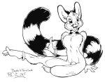  anklet anthro bracelet chester_ringtail_magreer collar ferris girly jewelry long_tail male markings pinup pose ring_(marking) ringtail sitting smile solo stretching tail_markings 