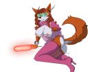  anthro breasts butt canid canine clothed clothing disney eyewear female fluffy fluffy_tail fox fur genitals glasses hair holding_object maid_marian mammal multicolored_body multicolored_fur nipples open_mouth open_smile orange_body orange_fur orange_hair partially_clothed pussy robin_hood_(disney) smile solo two_tone_body two_tone_fur white_body white_fur yawg 