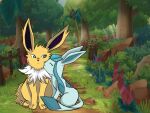  alexiszeichnet ambiguous_gender blue_body blue_eyes blue_fur blue_paws blue_tail duo eeveelution eyes_closed feral fur glaceon intersex intersex/intersex jolteon lexi_the_glaceon nintendo pok&eacute;mon pok&eacute;mon_(species) sparky_the_jolteon video_games yellow_body yellow_fur yellow_paws 