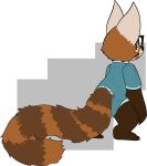  ailurid anthro diaper diaper_fetish hi_res looking_away male mammal onesie rear_view red_panda solo tropojet 