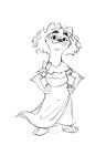  2022 alternate_form alternate_species anthro black_and_white clothed clothing disney domestic_ferret dress encanto female full-length_portrait furrification hair hands_on_hips hi_res line_art mammal mirabel_madrigal monochrome mustela mustelid musteline olen_ac plantigrade portrait simple_background sketch smile solo standing true_musteline wearing_glasses white_background 