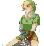  anal blonde_hair blush boy cum fingerless_gloves gloves link male male_focus muse_(rainforest) nintendo pant piercing pointy_ears sweatdrop the_legend_of_zelda yaoi 