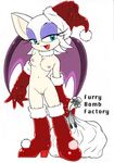  1girl animal_ears bat_wings breasts christmas furry gloves nipples pussy rouge_the_bat smile solo sonic_the_hedgehog uncensored wings 