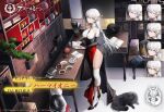  1girl animal azur_lane bare_shoulders black_footwear breasts cat cleavage cleavage_cutout clothing_cutout commentary_request expressions hair_ornament haori_io hermione_(azur_lane) high_heels large_breasts long_hair looking_at_viewer official_alternate_costume official_art pelvic_curtain promotional_art side_slit silver_hair standing thighhighs white_legwear yellow_eyes 