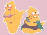  alphys alpi anthro belly big_breasts bikini bikini_top blush bodily_fluids bottomwear bra breasts buckteeth camel_toe chubby_anthro chubby_female clothed clothing deep_navel deltarune embarrassed eyewear female front_view glasses kneeling lizard looking_at_viewer navel necktie nervous nipple_outline nipples non-mammal_breasts non-mammal_nipples open_mouth overweight overweight_anthro overweight_female panties reptile scales scalie shirt short_stack simple_background skimpy skirt slightly_chubby solo standing string_bikini surprise sweat swimwear teeth thick_tail thick_thighs three-quarter_view topwear undertale_(series) underwear undressing video_games wide_hips yellow_body yellow_scales 