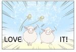  ! aman_(weibo) blush bovid caprine comic duo edit feral hard_translated mammal sheep text translated white_body 