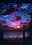  blurry bokeh city cloud cloudy_sky commentary_request depth_of_field highres night night_sky original power_lines scenery sky star_(sky) sunset vinci_v7 wind_chime 