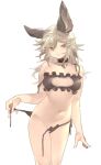  1girl animal_ears black_bra black_panties bra breasts brown_eyes cat_cutout cat_ear_panties cat_lingerie choker cleavage_cutout clothing_cutout erune frilled_bra frills granblue_fantasy grey_hair hair_between_eyes kochiya_(gothope) looking_at_viewer medium_breasts meme_attire navel panties sen_(granblue_fantasy) side-tie_panties solo underwear untied untied_panties white_background 