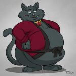  2020 anthro archie_comics belly belt big_belly black_body black_fur black_nose clothed clothing collar domestic_cat fangs felid feline felis fur gem grumpy hands_on_belly holding_belly ill_fitting_clothing jewelry looking_at_belly looking_down male mammal mostly_nude obese obese_anthro obese_male open_clothing open_mouth open_robe overweight overweight_anthro overweight_male raised_tail robe robe_only sabrina_the_teenage_witch salem_saberhagen solo teaselbone 