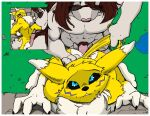  against_surface against_wall anthro balls bandai_namco big_breasts bite biting_lip biting_own_lip black_sclera blue_eyes blush breasts brown_body brown_fur butt canid canine colored detailed_background digimon digimon_(species) duo edit erection eyewear facial_markings female female_penetrated fox_tail from_behind_position fur genitals glasses grey_body grey_fur head_markings lips looking_back male male/female male_penetrating male_penetrating_female mammal markings nipples nude penetration penis renamon risenhentaidemon self_bite sex tail_pull under_boob white_body white_fur yawg yellow_body yellow_fur 