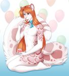  4_toes 5_fingers accelo anthro digital_media_(artwork) feet felid fingers fur girly hair hi_res leopard long_hair male mammal nude orange_hair pantherine pink_body pink_fur smile toes 