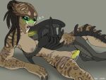  alien alien_(franchise) alien_vs._predator_(franchise) anthro black_body blushing_profusely bodily_fluids cum cum_while_penetrated dreadlocks duo embrace exoskeleton face_in_breasts female flat_colors genital_fluids genitals green_eyes hand_on_back hug humanoid larger_female male male/female mandibles open_mouth penetration penis predator_(franchise) propped_up sasha_demogorgon scar simple_background size_difference smaller_male spots spotted_body thejumpingspider thrusting vaginal vaginal_penetration xenomorph yautja 