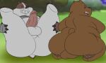  anthro badger badgerclops balls brown_body brown_fur butt camp14 cartoon_network duo erection fur genitals grin grizzly_(wbb) male male/male mammal mao_mao:_heroes_of_pure_heart mustelid musteline penis perineum presenting presenting_hindquarters smile spread_legs spreading ursid 
