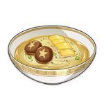  artist_request bowl commentary english_commentary food food_focus genshin_impact lowres mushroom no_humans noodles official_art spring_onion still_life third-party_source tofu transparent_background 