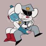  &lt;3 2022 anthro blush bottomwear clothing dig_dug duo erection faggotrat genitals handcuffed handjob hi_res humanoid_genitalia humanoid_hands humanoid_penis male mammal mappy mappy_(character) mouse murid murine pants penile penis police police_badge police_hat police_uniform rodent sex shiftylook shirt simple_background taizo_hori topwear uniform video_games white_body 